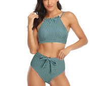 Striped two-piece swimsuit