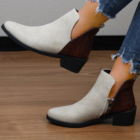 Casual All-match Plus Size Pointed Toe Chunky Heel Stitching Women's Martin Boots