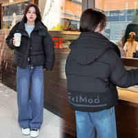 Letter Printing Stitching Loose Cotton-padded Clothes