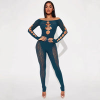 Womens Leopard-Print Off-Shoulder High-Waist Tight Plus-Size Yoga Pants Seamless Jumpsuit For Women