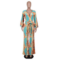 Casual Straight-leg Printing Romper Jumpsuit