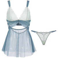 Transparent mesh short sexy nightdress
