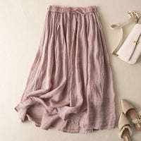 Loose Casual Drape Mid-length Double-layer High-waist Skirt For Women