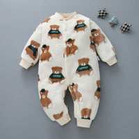 Pure color cute thick warm baby onesies