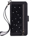 Glitter zipper bag flip cover stand phone case