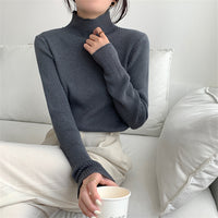 Half-high Collar Inner Match Women's Slimming And Warm Knitted Top