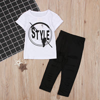 Girls' short sleeve long pants two piece set