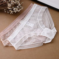 Pure cotton crotch briefs with mesh and lace sides