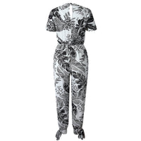 Cross V-neck belt jumpsuit