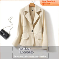 Elegant Sheep Leather Jacket Women's Suit Short Slim Fit Slimming