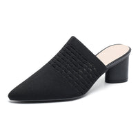 Pointed Toe Toe Cap Sandals Chunky Heel High Heels