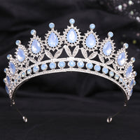 Wedding Birthday Headdress Crown Alloy Inlaid Protein Green Bright Crystal Bride