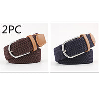 Women's Canvas Belt Student Pants Casual Stretch Braided Needle Buckle