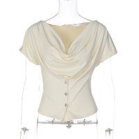 Womens Slimming Figure-flattering Short-sleeve T-shirt Cropped Top