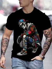 3D Digital-Print Casual Mens Top