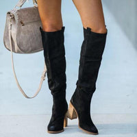 Over The Knee Round Head Suede Thick Heel Fashion Sleeve Boots