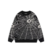 Dinified Hip Hop Niche Spider Web Jacquard Sweater
