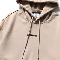Japanese Fashion Brand Street Solid Color Top Badge Loose Drawstring Hoodie