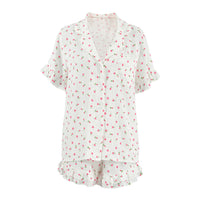 Womens Breathable, Comfortable Printed Short-sleeve And Shorts Set