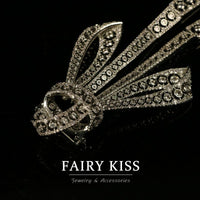 Exquisite And Versatile Heavy Industry Bow Inlaid Diamond Copper Wax Brooch