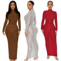 Fashionable Mesh Plaid Dress For Women