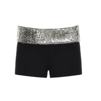 American-style Edgy Sassy Sequined Patchwork Shorts With A High Waist