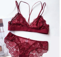 French sexy triangle cup sexy ultra-thin no steel ring underwear hollow lace breathable bra set
