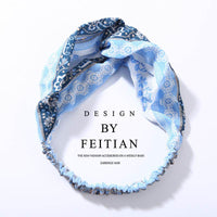 Fabric cross-knotted bow chiffon floral headband