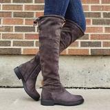 Leather boots fashion boots waterproof low heel women's shoes