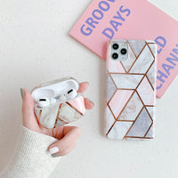 Compatible with Apple, European and American mosaic marble silicone phone case