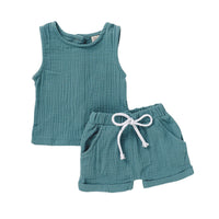 Children's cotton and linen multicolor suit