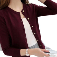 Sweater Coat Women's Knitted Cardigan Round Neck Long Sleeve Top