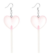 Personalized Candy Color Lollipop Heart-shaped Long Hand-made Ear Hooks