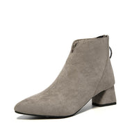 Women's Chunky-heeled Pointed-toe Short Martin Boots