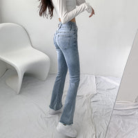 Light-colored High Waisted Micro Trousers Slimming Women's Raw Edge Cropped Flared Pants