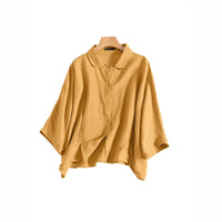 Linen Drop-shoulder Sleeve Top Artistic Shirt For Women
