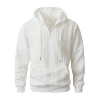 Men's Sporty Solid-Color Patterned Casual Hoodie Coat