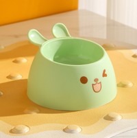 Rabbit Ear Pet Bowl Set-Feeder + Stainless Steel Bowl-Green-1 set