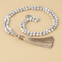 New Chinese-style 108-bead Natural White Turquoise Necklace