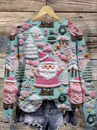 Women's Pullover Christmas Pattern Round Neck Sweatshirt