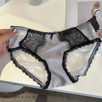 Retro High Luxury Lace Underwear Women's French Eyelash Stitching Satin Comfortable Breathable Purified Cotton Crotch