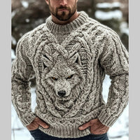 Mens Loose-Fit Long-Sleeve Pullover Hoodie With A Crew Neck And Printed Design