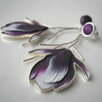 Retro Blue Dripping Oil Petal Earrings European And American Style