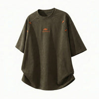 Structured Spliced Textured Short-Sleeve T-Shirt For Men