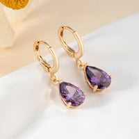 Retro Copper Inlaid Colorful Zircon Earrings Versatile For Women