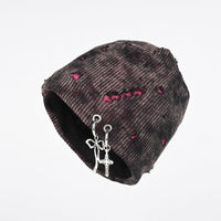 Womens Retro American Post-Apocalyptic Ripped Decorative Beanie