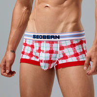Fashion Personality Plaid Men's Low Waist Boxers