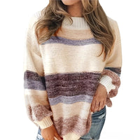 Striped Contrast Color Temperament Youthful-looking Sweater