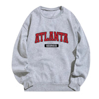 Women's Printed Round Neck Long Sleeve Baseball Uniform Loose Plus Size Fleece Lined Warm Top