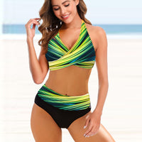European And American Ladies Split Bikini Striped Tie-dye Hollow Bikini Swimsuit